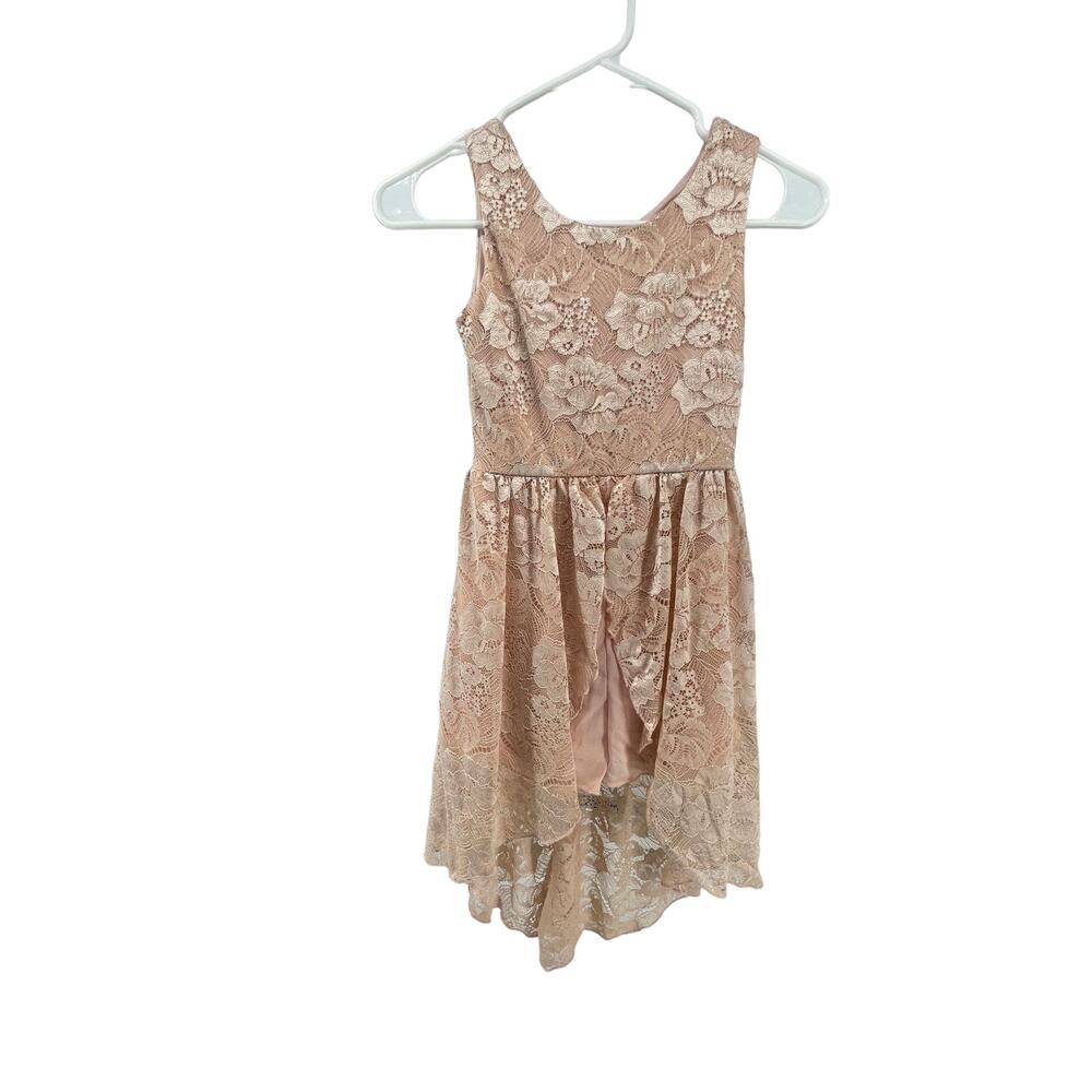 Amy Wear Girls Cream Lace Sleeveless High Low Dress Youth Size 7